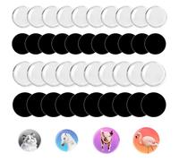 Pack of 48 Magnets for Fridge with 48 Magnetic Stickers, 25 mm / 30 mm Round Magnetic Discs, Self-Adhesive Glass Cabochon Magnet, Photo Magnets DIY Round for DIY Whiteboard Fridge Wall