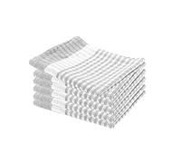 Pack of 5 & 10 Wonderdry Kitchen Tea Towels Dish Cloth Super Soft & Quick Absorbent 100% Cotton Bar Glass Cloth For Catering & Restaurent (5 Tea Towels, Silver)