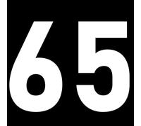 Pack of 5 10cm/3.9" Waterproof House Number Wheelie Bin Stickers - Recycling Box Text Sticker - Party Age Decorations - Numbers for Wheelie Bins - Peel & Stick (65)