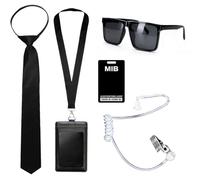 Pack of 5 Agent Costume Accessories, Security Costume Secret Service Costumes Set, Spy Costume Accessories, Agent Costume with Sunglasses, Tie Handset ID Card and Card Holder for Men Women Cosplay