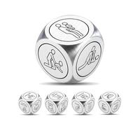 Pack of 5 Aluminium Couple Dice Set for Romantic Game Night - Decision Making and Fun Activities - Christmas Stocking Stuffer Gift - Date Night, Family Fun, Portable Engraved Dice