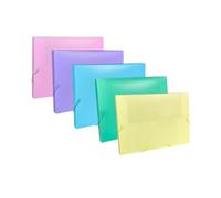 Pack of 5 Assorted Pastel Colours A4 Elastic Closure Box Files