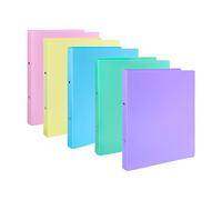 Pack of 5 Assorted Pastel Colours A4 Ring Binders - 2 O-Ring Document Folders for A4 Paper Storage, School, Office, Home Filing, Coursework, Projects & Document Organisation