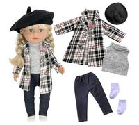 Pack of 5 Baby Dolls Doll Clothes 35-43 cm, Black Stripes Clothing Outfits for 14-18 Inch Baby Dolls with Outerwear Vest Trousers Beret Socks Knitted Hat and Socks (Without Doll)