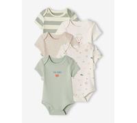 Pack of 5 "Beach" Bodysuits with Cutaway Shoulders for Babies aqua green