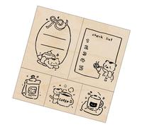 Pack of 5 Beautiful Cats Stamps, Wooden Stamps, Cartoon Decorative for Craft Lettering, Scrapbooking, Calendar, Decoration
