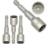 Pack of 5 Bi Hex 11mm Socket Driver Insert Bit Nut Setter with Retaining Ring - for Attaching Moulded Coloured Head Bi Hex Sheet Roofing Tek Screws