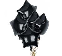 Pack of 5 Black Star Balloons, 18" Star Shape Foil Balloons Helium for Valentines Engagement Bridal Shower Graduation Baby Shower Wedding Anniversary Birthday Party Decorations