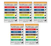 Pack of 5 Chopping Board Colour Sign Self Adhesive Waterproof Vinyl Knife Colour Sticker 200mmx300mm V1183