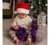 Pack of 5 Chunky Fluffy Tinsel 2m Each - Magenta Purple Christmas Tree Garland Set | Thick Sparkly Festive Decoration for Home Office & Party | Premium 2 Metre Xmas Decor (Purple)