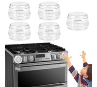 Pack of 5 Cooker Knobs, Child Lock, Transparent Child Lock Knobs, Cooker Child Lock Knobs with Strong Adhesive, Assembly without Button Disassembly, for Cooker Protection Children