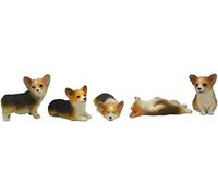 Pack of 5 Corgi Miniature Figurines Mini Welsh Corgi Cake topper Corgi Ornament Decoration Collectibles Ideal Gifts for Women, Mom or Birthdays Valentines Day