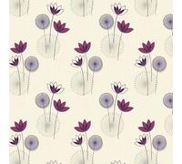 Pack of 5 Dolls House Miniature Styalised Purple Flower Wallpaper