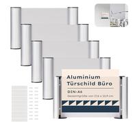 Pack of 5 Door Sign Office A6 Aluminium and Clear Cover Door Signs Self-Adhesive 148 mm x 105 mm Adhesive Sign Office Sign Sturdy Name Plate for Home Event to Screw or Stick on