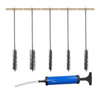 Pack of 5 Drill Hole Brush Pipe Cleaner Brush: WIYETY 8 mm/12 mm/16 mm/20 mm/25 mm Drill Hole Brush with Drill Hole Blower Stainless Steel Hole Brushes Cleaning Brush for Cleaning Drill Hole Cleaning