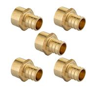 (Pack of 5) EFIELD Pex 3/4" x 1/2" Female NPT Thread Adapter Barb Crimp Brass Fitting