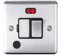 Pack of 5 Eurolite 13A Double Pole Switched Fuse Spur with Neon & Flex Outlet: Satin Enhance Range with Black Trim (5)