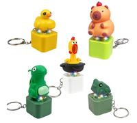 Pack of 5 Fidget Toy, HOVCEH Lizard Button, Keyring Frog, Neoclick Duck, Quaking Frog Keyring with Lights and Sound, Keyboard Fidget Gifts for Stress Relief