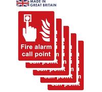 Pack of 5 - Fire Alarm Call Point Signs, 135mm x 180mm, Self-Adhesive Vinyl