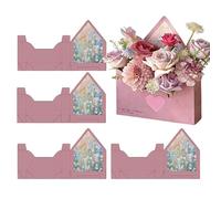 Pack of 5 Flower Bags in the Shape of a Folding Bag - Box in the Shape of an Envelope, for Wedding, Engagement, Valentine's Day, Graduation Party