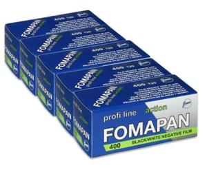 Pack of 5 Foma Fomapan ACTION 400 ASA Black/White Negative film on roll/medium format / 120 format