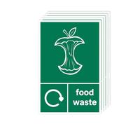 Pack of 5 Food Waste Sticker Self Adhesive (100 x 150 mm) Recycling Bin Stickers Waterproof Food Labels Stickers