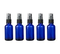 Pack of 5 Glass Spray Bottles, 15 ml, Small Spray Bottles, Refillable, Reusable, Blue, Empty, Fine Mist Spray Bottle, Travel Atomiser, for Essential Oils, Travel Liquid, Cosmetics, Cleaning