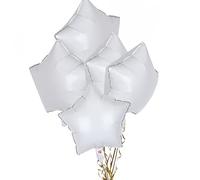 Pack of 5 Grey White Star Balloons, 18" Star Shape Foil Balloons, Star Balloons Helium for Valentines Engagement Bridal Shower Graduation Baby Shower Wedding Anniversary Birthday Party Decorations