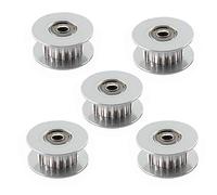 Pack-of-5 GT2 Idler Timing Belt Pulley Synchronous Gear Aluminium Wheel for 3D Printer 20 Teeth, 3mm Bore, 6mm Width
