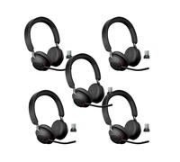 Pack of 5 Jabra Evolve2 65 USB-A Duo MS wireless headsets Pack of 5 Jabra Evolve2 65 Stereo professional wireless headsets with USB-A and Microsoft