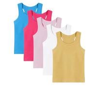 Pack of 5 Kids Cotton Vest, Soft Tank Tops School Undershirts Summer Sleeveless Shirts Classic Solid Color Camisole Multipack Vests Tops for Boys Girls Kids School Uniform