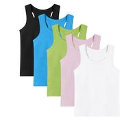 Pack of 5 Kids Cotton Vest, Soft Tank Tops School Undershirts Summer Sleeveless Shirts Classic Solid Color Camisole Multipack Vests Tops for Boys Girls Kids School Uniform
