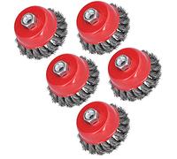 Pack of 5 Knot Wire Cup Brush M10 Thread 3In Steel Knot Cup Brush Polishing Cleaning Tool