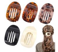 Pack of 5 Large Flat Hair Clips for Women, Strong Hold, Suitable for Thick and Thin Hair, Daily Life, Hair Clips Women, Hair Clip Flat, Sports or Driving (Leopard Print)