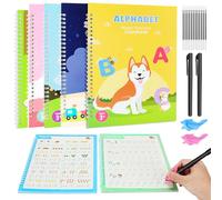 Pack of 5 Large Magic Grooved Practice Copybook, Reusable Handwriting Workbooks for Kids, Perfect for Toddler Writing Practice, Tracing Alphabet, Numbers, Drawing, Math, for Preschool Ages 3-8