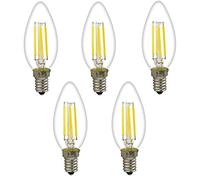 Pack of 5 LED Filament Bulb E14 C35 4W Candle Bulbs, 30W Equivalent 360LM 2700K Warm White Small Edison Screw Candelabra, CE ROHS