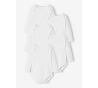 Pack of 5 Long Sleeve Bodysuits,Full-Length Opening, for Babies white light two color/multicol