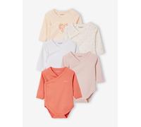 Pack of 5 Long Sleeve "Heart" Bodysuits for Newborn Babies rosy