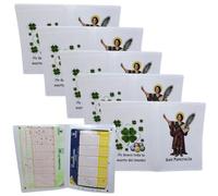 Pack of 5 Lottery Sleeves with St Pancracio and Lucky Clover |170x240mm with 2 Pockets | For 10th Lottery, Christmas, Gift and Sweepstakes (5 Large)