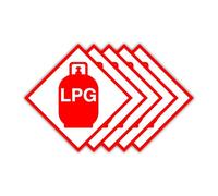 Pack of 5 - LPG Gas Stickers 98x98mm, Self-Adhesive Vinyl Labels for Caravan, Campervan, Motorhome, Gas Locker, Safety Sign