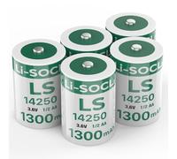 Pack of 5 LS14250 3.6V 1/2AA 1300mAh Lithium Batteries, ER14250 Batteries, Non-Rechargeable