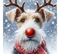 Pack of 5 Luxury Wire Fox Terrier Christmas Cards (RUD)