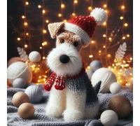 Pack of 5 Luxury Wire Fox Terrier Christmas Cards (XKN)