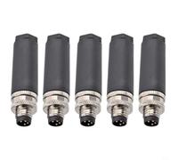 Pack of 5 M8 Industrial Plug 3-4-Pin A-Coded Field Assemblies IP67 Waterproof PA66 Housing for Sensor Actuator Automation (4 Core)