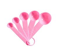 Pack of 5 Measuring Spoons Plastic Hotel Kitchen Sugar Flour Spice Scoops with Scale Cooking Baking Accessories Pink