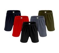 Pack of 5 Men Active Wear Shorts Workout Draw String Cord Adjustable Waist Pocket Side Running Gym Training Shorts Quick Drying Lightweight