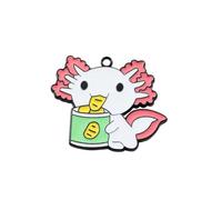 Pack of 5 Metal Enamel Crisps Pink Axolotl Fish Sea Kawaii Craft Supplies Supply Resin Cabochon DIY Crafting Junk Charm Plastic Charms Flat Back Phone Custom Acrylic Jewellery Case Making 27-30mm