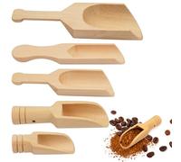 Pack of 5 Mini Wooden Spoons, 5 Sizes Small Wooden Tea Scoop, 10.5 cm/9.3 cm/8 cm/7.9 cm/5 cm Spice Spoon, Spice Scoop, Kitchen Shovel, Wooden Spoon Set for Coffee, Spices, Tea, Pet Food, Salt