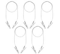 Pack of 5 Napkin Chains, Stainless Steel, Napkin Chain with Clip, Seniors, Portable Silicone Napkin Holder with Pearl Chain, Napkin Clips for Elderly Care, Travel or Pets