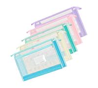 Pack of 5 Network Slide Fastener File Folders Transparent Document Organizers for School Office Supplies 5 hues Portable Office School Accessories